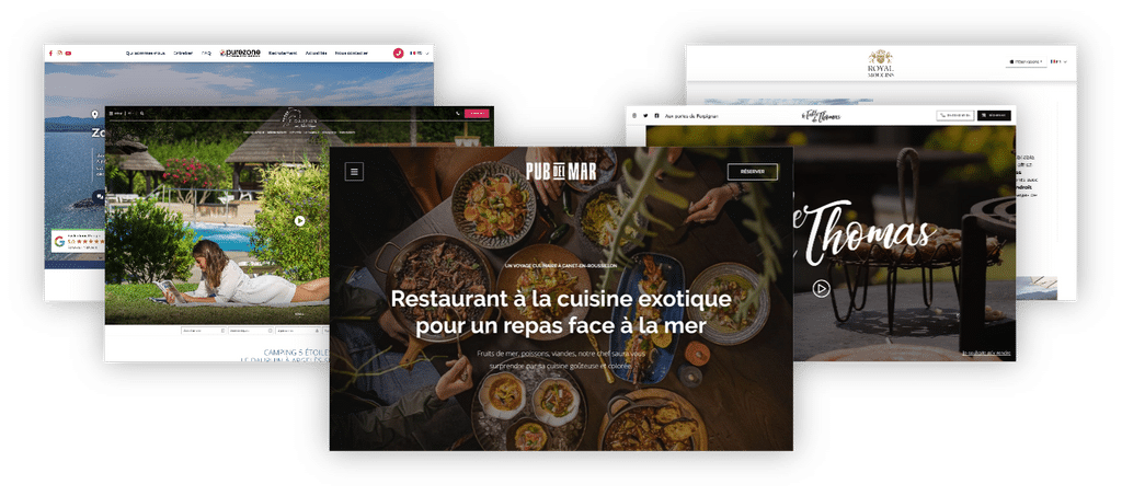 Sites web variés optimisant visibilité et performance en ligne, illustrant solutions sur mesure de Nematis.